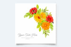 Free vector beautiful floral wedding invitation card with colorful design