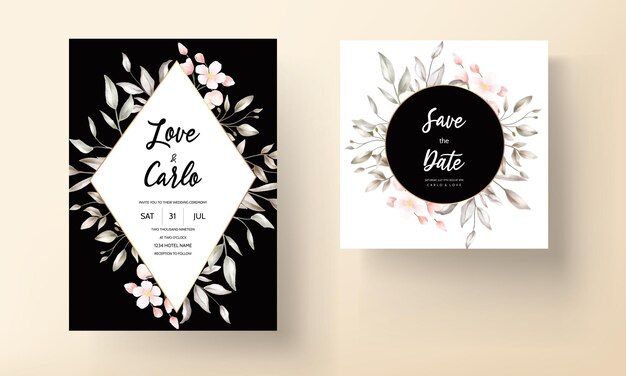 Beautiful floral wedding invitation card