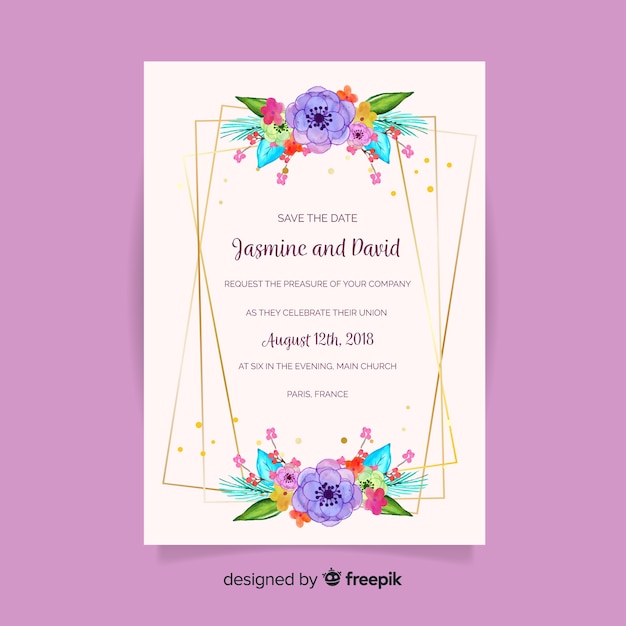 Beautiful floral wedding invitation concept