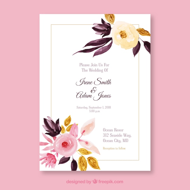 아름 다운 꽃 결혼 초대장 서식 파일