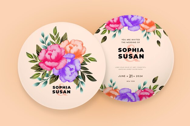 Beautiful floral wedding invitation template