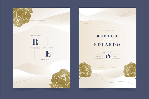 Free vector beautiful floral wedding invitation