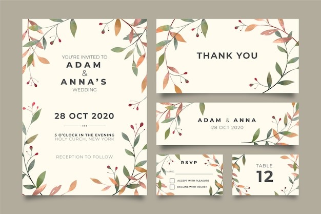 Free vector beautiful floral wedding stationery