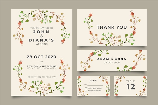 Free vector beautiful floral wedding stationery