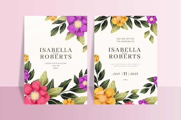 Beautiful floral weeding card templates