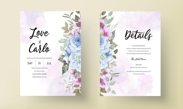 Free vector beautiful floral wreath invitation card template