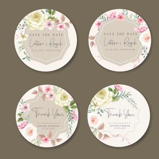 beautiful floral wreath label collection