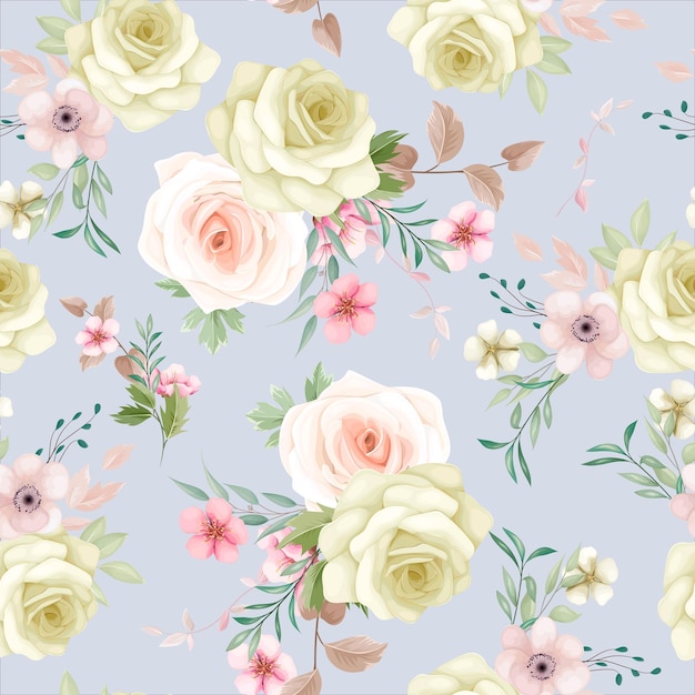 Free Vector | Beautiful floral wreath seamless pattern