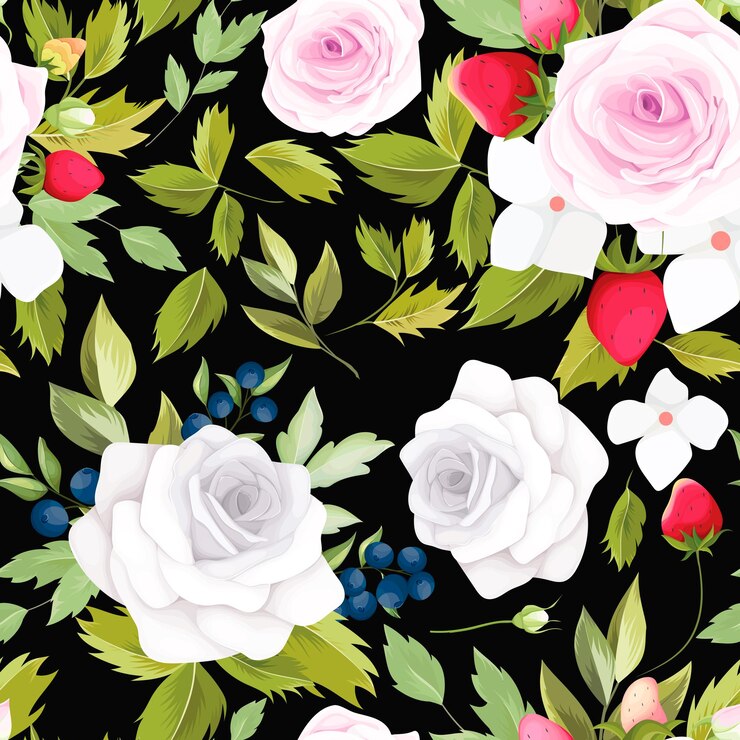 Free Vector beautiful floral wreath seamless pattern