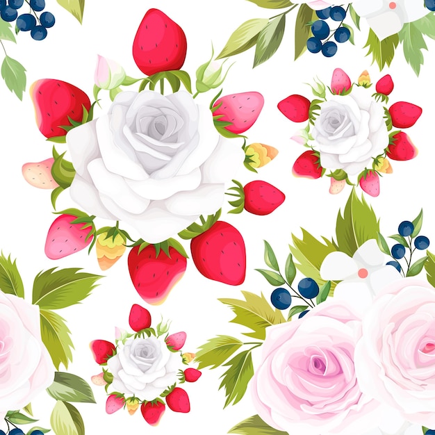 Free vector beautiful floral wreath seamless pattern