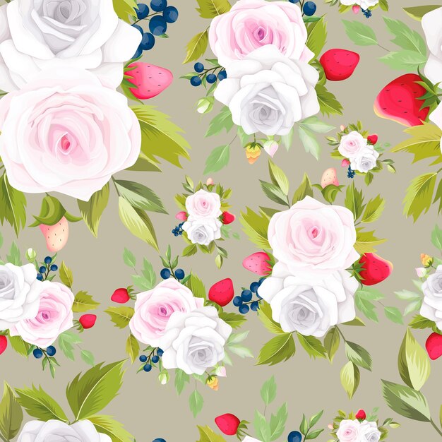 beautiful floral wreath seamless pattern