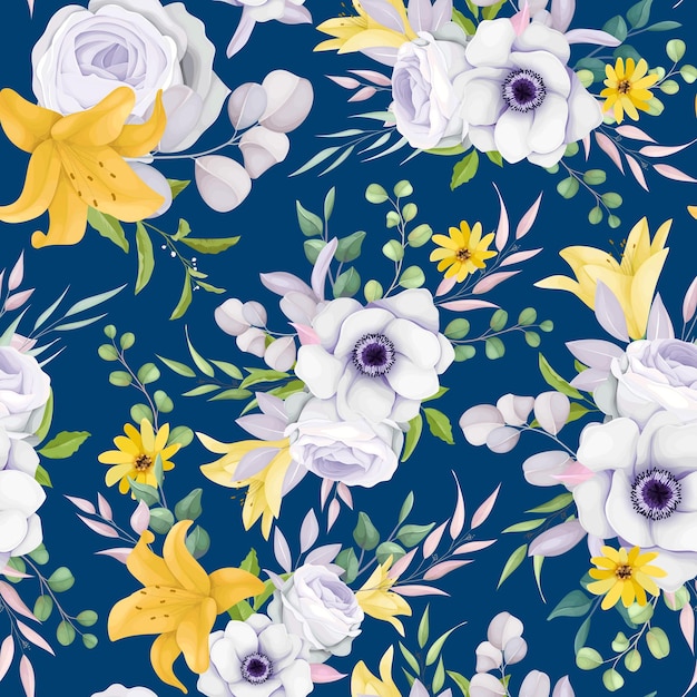 Free vector beautiful floral wreath seamless pattern