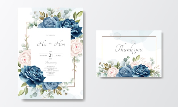 美しい​花​の​花輪​の​結婚式​の​招待​カード​の​テンプレート