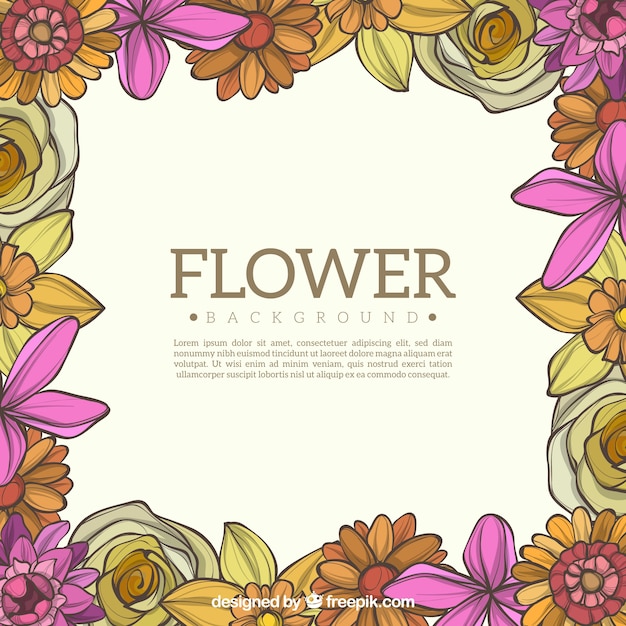 프레임 개념으로 아름 다운 꽃 배경