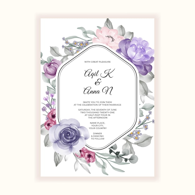 Free vector beautiful flower frame for wedding invitation