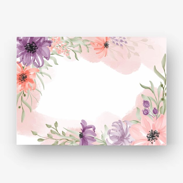 Beautiful flower frame with watercolor flower