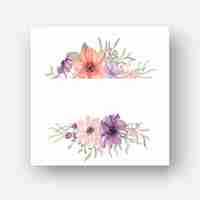 Free vector beautiful flower frame with watercolor flower