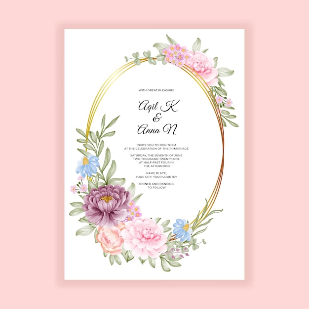 Free vector beautiful flower invitation card template