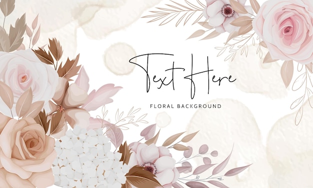 Free vector beautiful flower and leaves background design