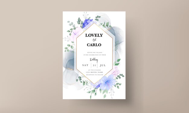 Beautiful flower and leaves wedding invitation