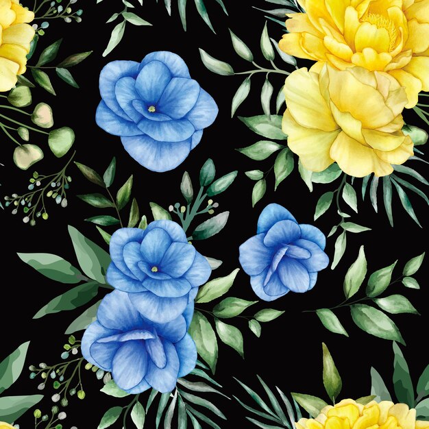 Beautiful flower watercolor seamless pattern