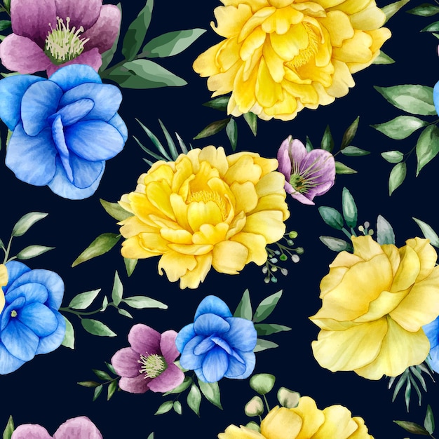 아름 다운 꽃 수채화 원활한 패턴