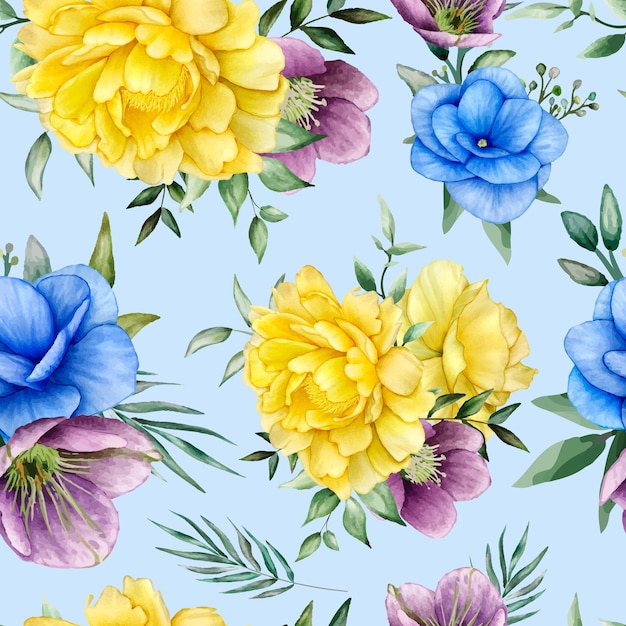 Beautiful flower watercolor seamless pattern