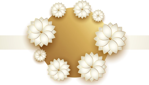 Free vector beautiful flowers golden frame with text space