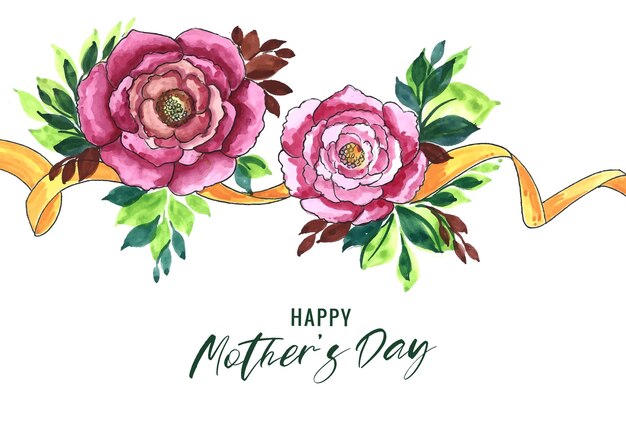 Free vector beautiful flowers mother's day greeting card on white background