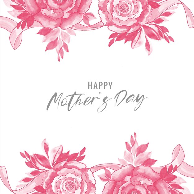 Beautiful flowers mother's day greeting card on white background