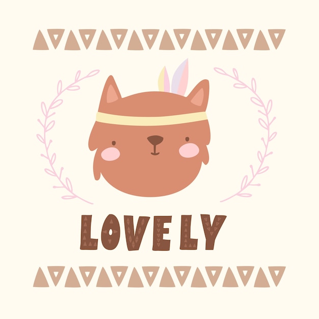 Free vector beautiful fox in boho style