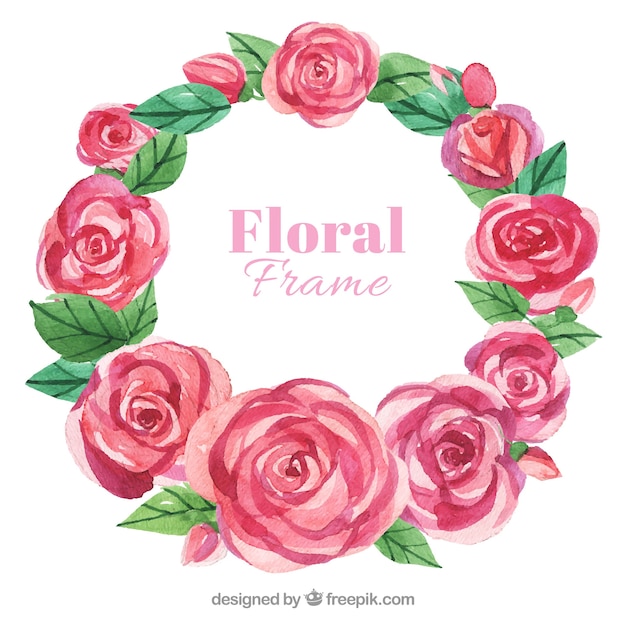 Beautiful frame of watercolor roses