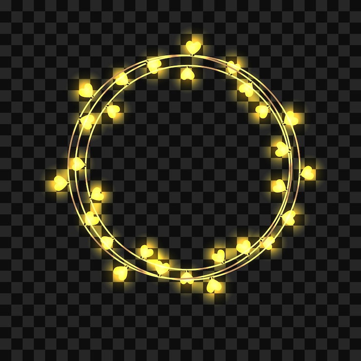 Free Vector beautiful garland with heart-shaped bulbs