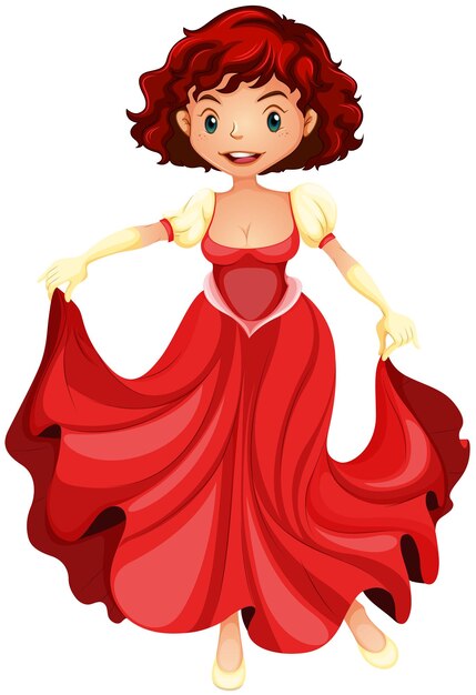 빨간 드레스에 아름 다운 소녀