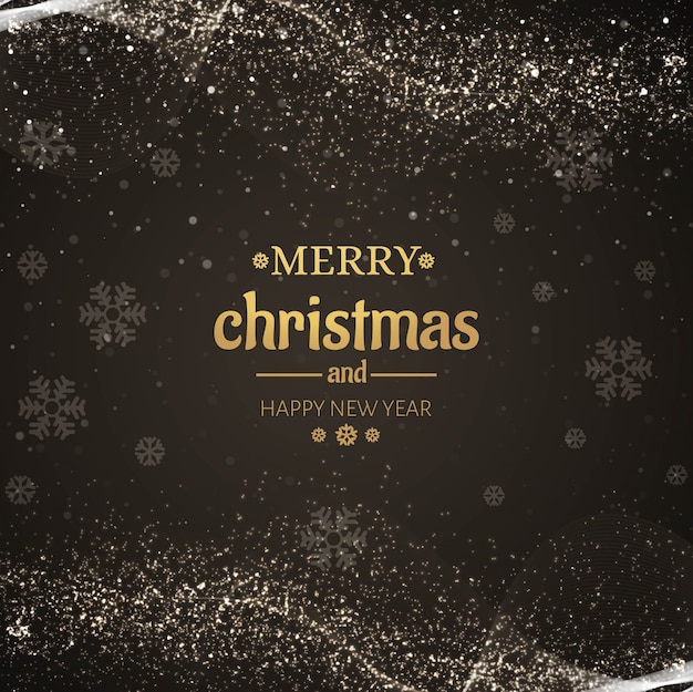 Free vector beautiful glitters merry christmas card design