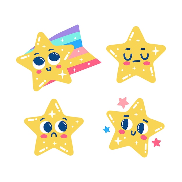 Free vector beautiful glitzy stars set