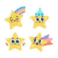 Free vector beautiful glitzy stars set