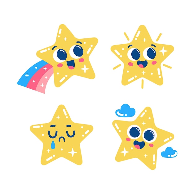 Free vector beautiful glitzy stars set