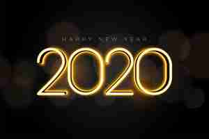 Free vector beautiful glowing 2020 new year lights greeting card design