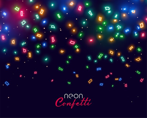 Beautiful glowing neon falling confetti