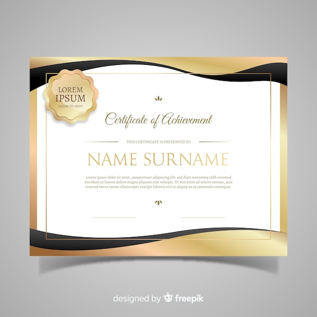 Free vector beautiful golden certificate template