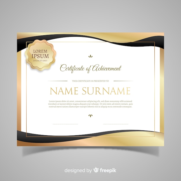 Beautiful golden certificate template