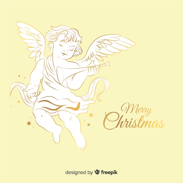 Free vector beautiful golden christmas angel