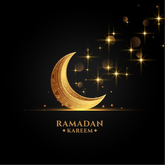 Beautiful golden eid moon ramadan kareem