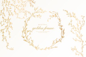 Бесплатное векторное изображение Красивая золотая рамка с элегантными ветвями