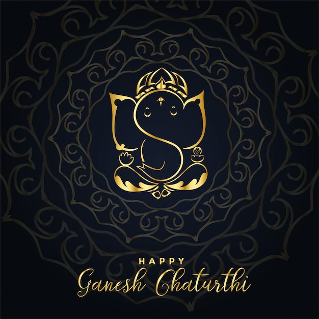 Free Vector | Beautiful golden ganesh ji background