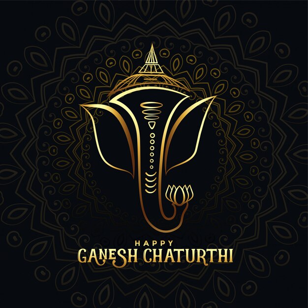 행복한 ganesh chaturthi를위한 아름다운 황금 간 파티 카드