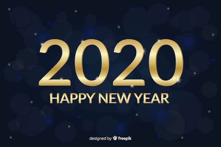 무료 Vector 아름다운 황금 새해 2020