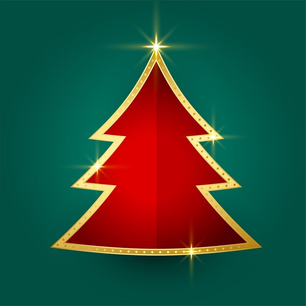 Beautiful golden shiny christmas tree greeting card 