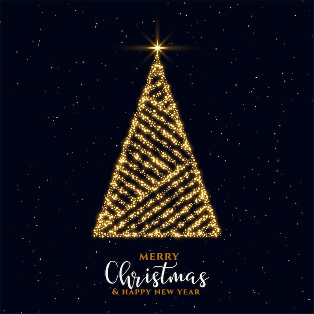 Beautiful golden sparkle christmas tree festival card design